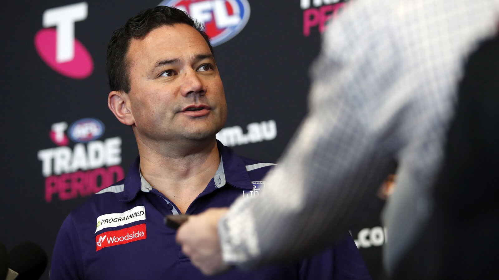 Bell-Trade-19.jpg Peter Bell addressed the media to kick off the 2019 Telstra AFL Trade Period. - Fremantle,Fremantle Dockers,AFL,Trade,Peter Bell
